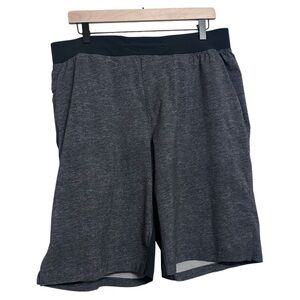 Lululemon Men's Black & Gray Print Unlined Athletic Shorts - Size XL